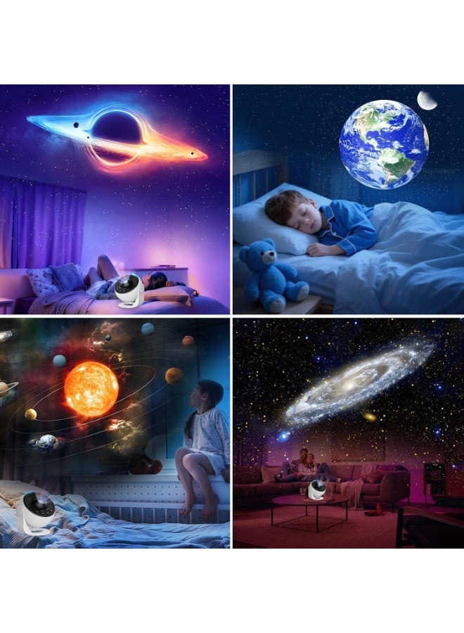 مصباح بروجيكتور جالاكسي ثلاثي الأبعاد لعرض النجوم والكواكب مع 12 فيلم إسقاط HD – جهاز ديكور منزلي بإضاءة LED، فوكس قابل للتعديل، مؤقت تلقائي، دوران 360 درجة، USB - Image 5