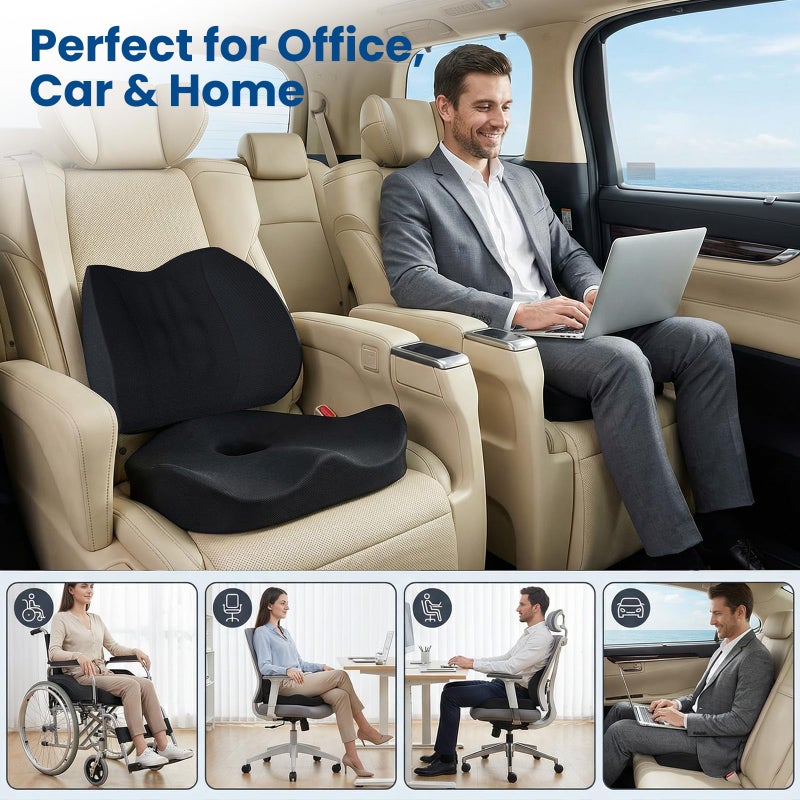 Hsypti Seat Cushion Lumbar Support Pillow for Office Chair, X Large Memory Foam Chair Cushions for Sciatica Tailbone Pain Relief Coccyx Pad for Wheelchair, Car, Home, Office, Desk - Image 5