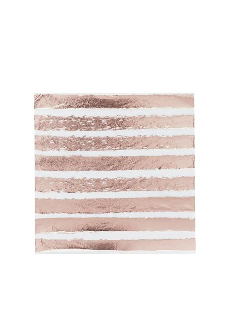 Hootyballoo Rose Gold Striped Paper Napkins 165x165mm 16/Pack 