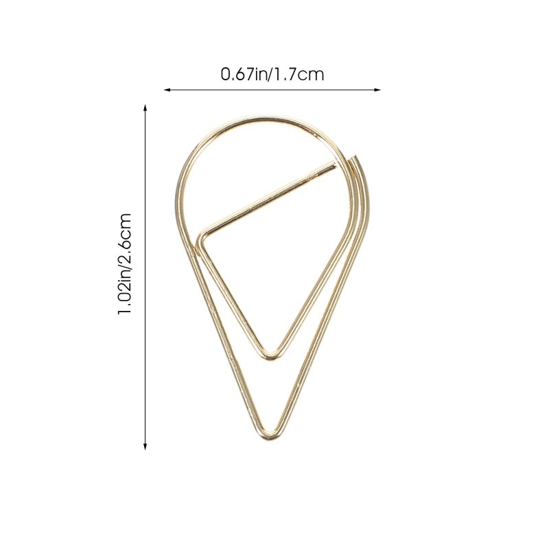 Gold Waterdrop Paper Clips 10pcs Metal Binder Clips for Bills Office Desk Organization - Image 3