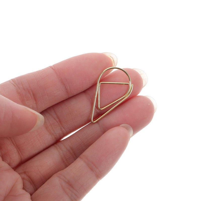 Gold Waterdrop Paper Clips 10pcs Metal Binder Clips for Bills Office Desk Organization - Image 5