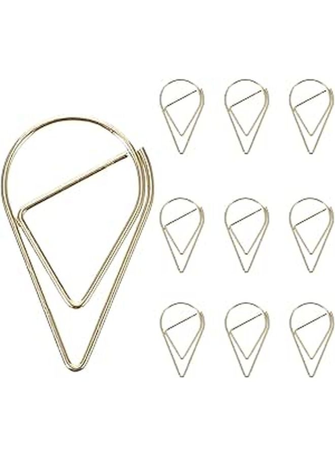 Gold Waterdrop Paper Clips 10pcs Metal Binder Clips for Bills Office Desk Organization - Image 1