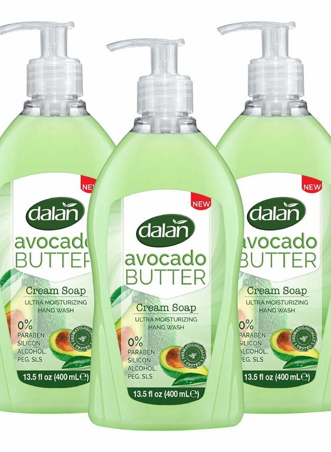 Dalan Avocado Butter Cream Ultra Moisturizing Liquid Hand Soap for Dry and Fresh Hands Feeling Clean and Soft (13.5 Fl Oz / 400 mL (Pack of 3)) - Image 1