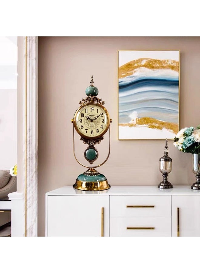 أولودينيز  ساعة ملكية – ساعة طاولة معدنية فاخرة بتفاصيل من اليشم للزينة والهدايا  - Image 4