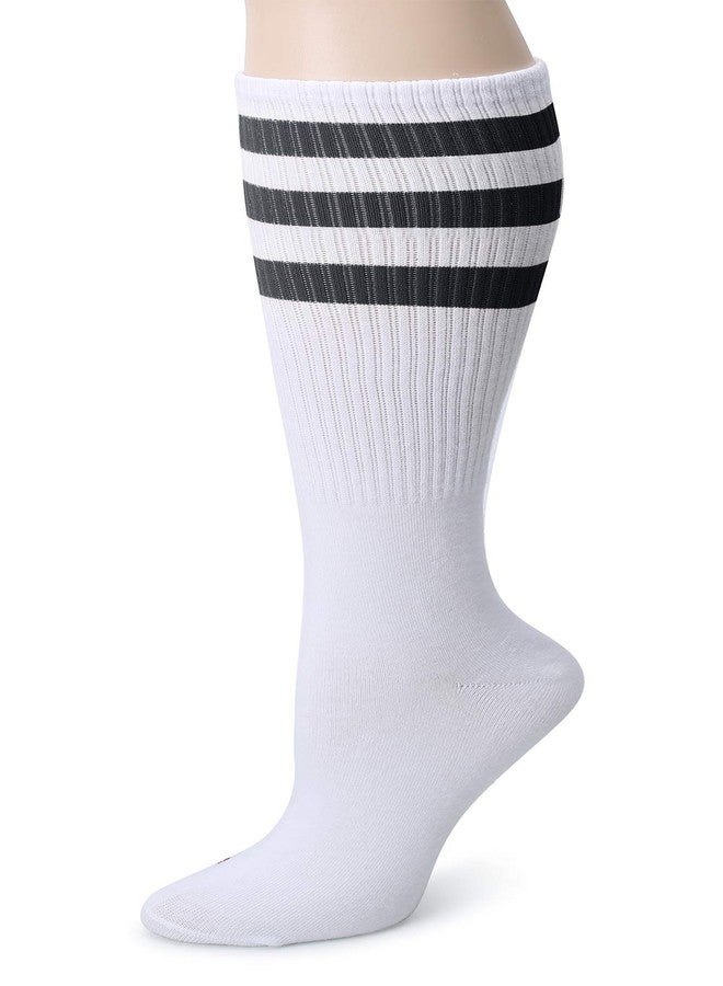 Leotruny Knee High Tube Socks: Over the Calf Retro Socks - Striped Tube Sock for Men Women White Black - Image 1
