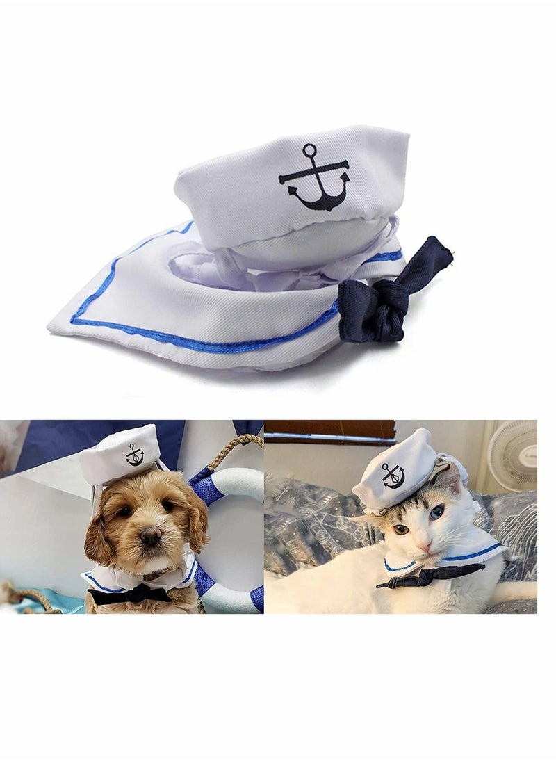 Pet Outfit Adjustable Dog Costume Hat Cat Apparel, Pet Captain Sailors Costume Set Dogs Cats Sailors Hat Dog Cat Navy Party Cosplay Hat Pet Cap Party Costume - Image 1