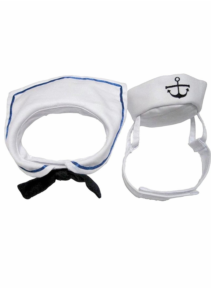 Pet Outfit Adjustable Dog Costume Hat Cat Apparel, Pet Captain Sailors Costume Set Dogs Cats Sailors Hat Dog Cat Navy Party Cosplay Hat Pet Cap Party Costume - Image 2