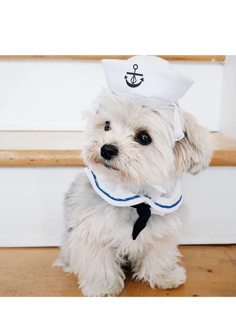 Pet Outfit Adjustable Dog Costume Hat Cat Apparel, Pet Captain Sailors Costume Set Dogs Cats Sailors Hat Dog Cat Navy Party Cosplay Hat Pet Cap Party Costume - Image 3