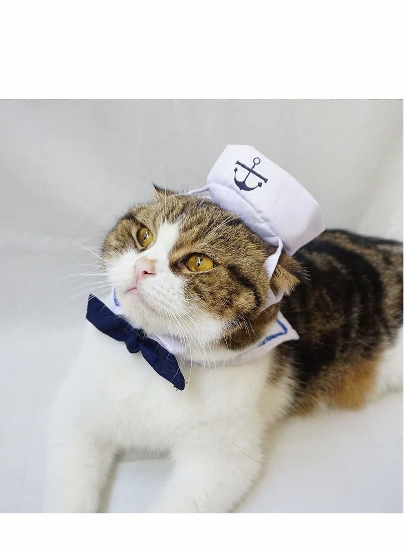Pet Outfit Adjustable Dog Costume Hat Cat Apparel, Pet Captain Sailors Costume Set Dogs Cats Sailors Hat Dog Cat Navy Party Cosplay Hat Pet Cap Party Costume - Image 4