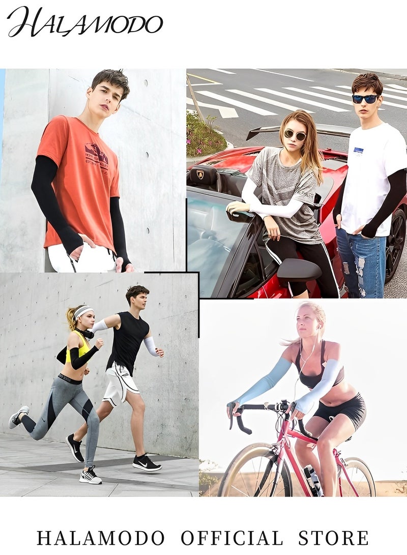 هالامودو أكمام أذرع تبريد الأشعة فوق البنفسجية للجنسين، غطاء حماية من أشعة الشمس فوق البنفسجية، أكمام أذرع مرنة بدون درزات مصنوعة من قماش مريح وجيد التهوية لركوب الدراجات والجولف وساعات طويلة من الرياضة تحت أشعة الشمس - Image 5