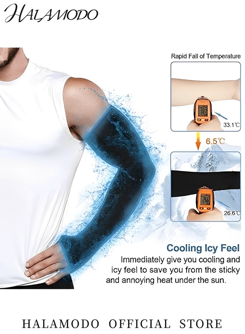 هالامودو أكمام أذرع تبريد الأشعة فوق البنفسجية للجنسين، غطاء حماية من أشعة الشمس فوق البنفسجية، أكمام أذرع مرنة بدون درزات مصنوعة من قماش مريح وجيد التهوية لركوب الدراجات والجولف وساعات طويلة من الرياضة تحت أشعة الشمس - Image 3