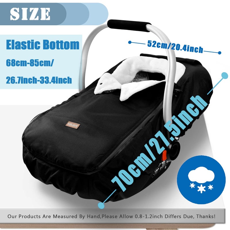 Vaxaape Baby Car Seat Cover,Car Seat Covers for Babies,Winter Protector,Universal Winter Car Seat Cover for Infant Boys Girls,Warm and Cozy,Car Seat Covers for Infant Car Seat(Black) - Image 3