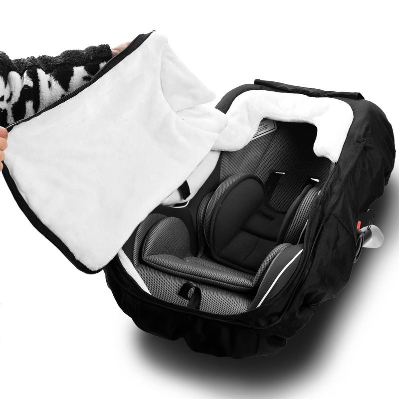 Vaxaape Baby Car Seat Cover,Car Seat Covers for Babies,Winter Protector,Universal Winter Car Seat Cover for Infant Boys Girls,Warm and Cozy,Car Seat Covers for Infant Car Seat(Black) - Image 5