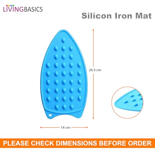 LivingBasics 1 Piece Silicone Heat-Resistant Mat for Steam & Dry Irons | Anti-Slip Ironing Pad for Table, Counter, Bed | Foldable, Waterproof Surface Protector for Travel & Home Use (Blue) - Image 2