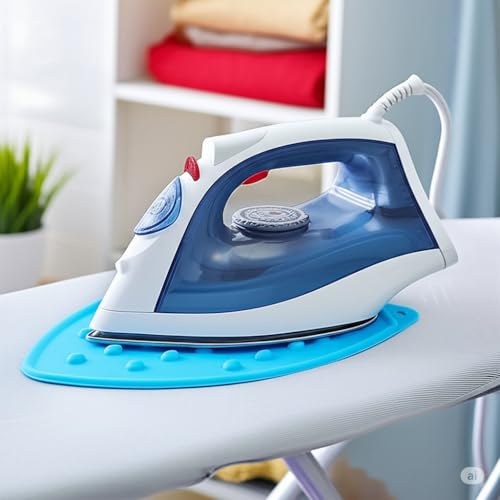 LivingBasics 1 Piece Silicone Heat-Resistant Mat for Steam & Dry Irons | Anti-Slip Ironing Pad for Table, Counter, Bed | Foldable, Waterproof Surface Protector for Travel & Home Use (Blue) - Image 5