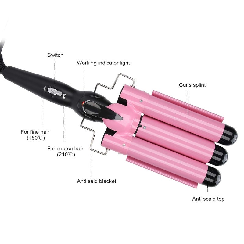 klarako Hair Curler, 3 Barrel Curling Iron Wand Hair Curler Mermaid Hair Curling Irons Irons Crimper Hair Styling Tool For For For Home Salon Use(22Mm) - Image 4