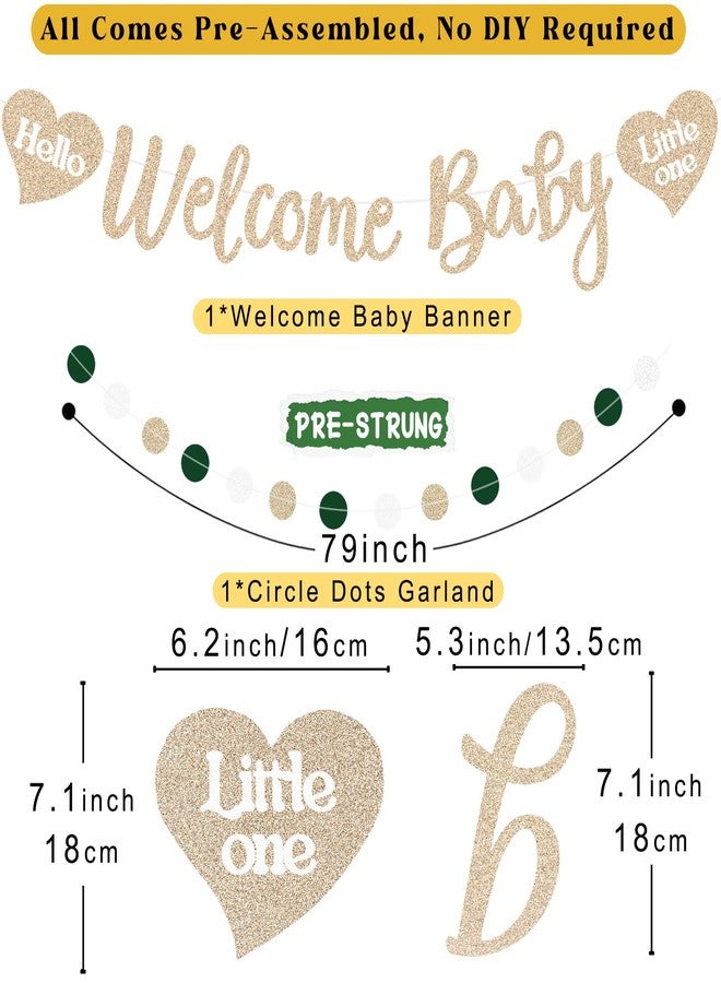 Aonor Sage Green Baby Shower Decorations Boy, Pre-Strung Welcome Baby Sign with Honeycomb Balls, Paper Flowers, Lanterns, Fans, Hanging Swirls, Circle Dots Garland for Boy Baby Shower Decorations 24pcs - Image 3