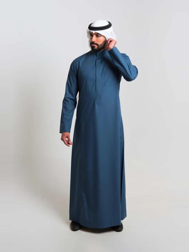 ALSHIAKA Men Classic Summer Thobe, Green - 56inches