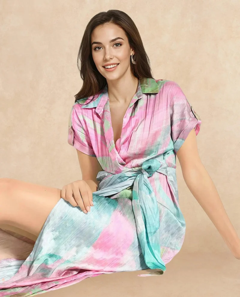 ريريزم Women's Maxi Printed Dress With Collar