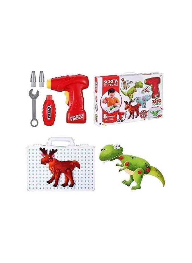 3D Building Puzzle with Drill Screws Tools, 8 Different Animals Creative Drilling Toy Set, STEM Take Apart Learning Toys Construction Kit, Best Educational Gifts for Kids 3-12 Years - Image 3