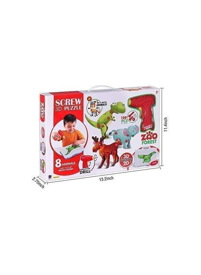 3D Building Puzzle with Drill Screws Tools, 8 Different Animals Creative Drilling Toy Set, STEM Take Apart Learning Toys Construction Kit, Best Educational Gifts for Kids 3-12 Years - Image 5