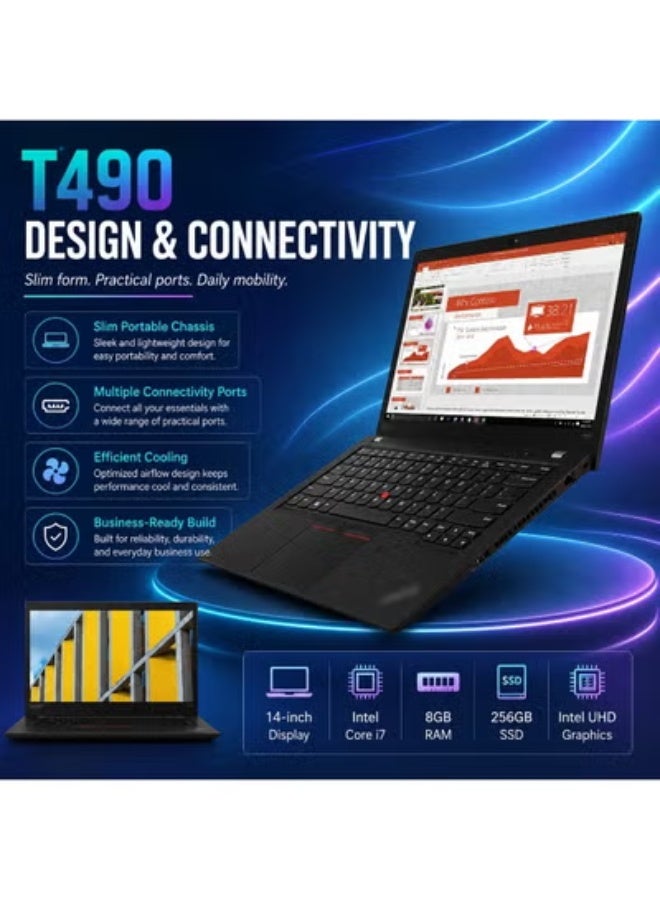 Business Laptop 14 Inch Full HD Display, Core i7 Processor, 8GB RAM, 256GB SSD, Integrated Graphics, Includes Laptop Bag, Wireless Mouse and Laptop Stand for Work & Study - Image 4