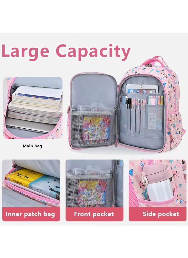 SamoDani - School Backpack for Girls, Animals Design, Large Size, Multiple Pockets, for Colleges, Elementary, Primary Schools, Grade 1-10 and Teenagers - Image 1