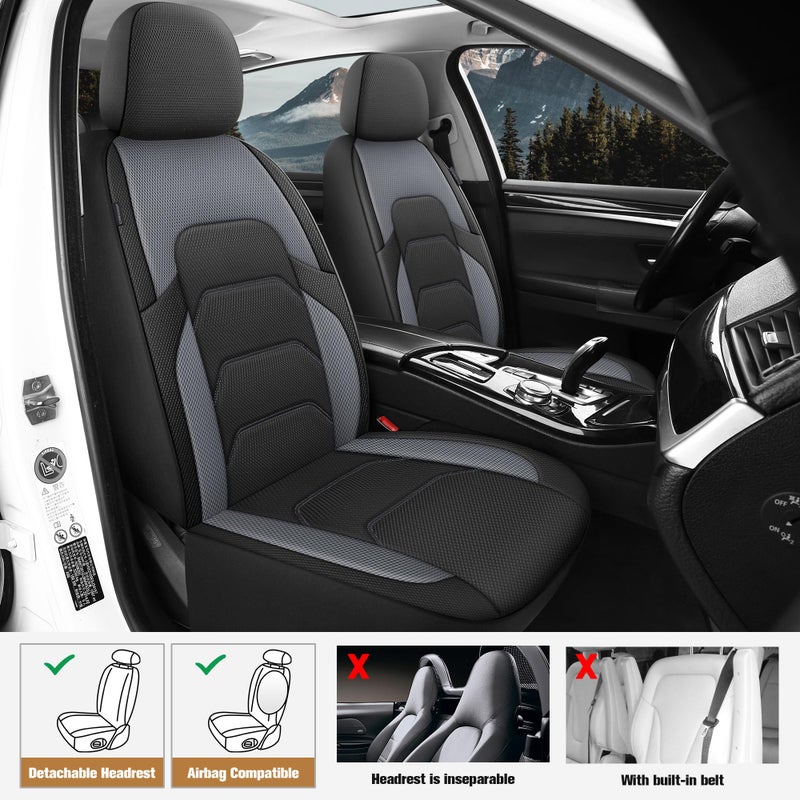 CAROMOP 3D Air Mesh Car Seat Covers Full Set,Breathable and Durable Seat Covers for Cars,Split Bench Compatible,Universal Fit for SUV,Vans,sedans, Trucks, Automotive Interior Covers(5-Seat Black/Grey) - Image 2