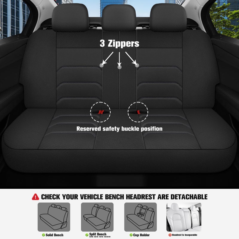 CAROMOP 3D Air Mesh Car Seat Covers Full Set,Breathable and Durable Seat Covers for Cars,Split Bench Compatible,Universal Fit for SUV,Vans,sedans, Trucks, Automotive Interior Covers(5-Seat Black/Grey) - Image 3