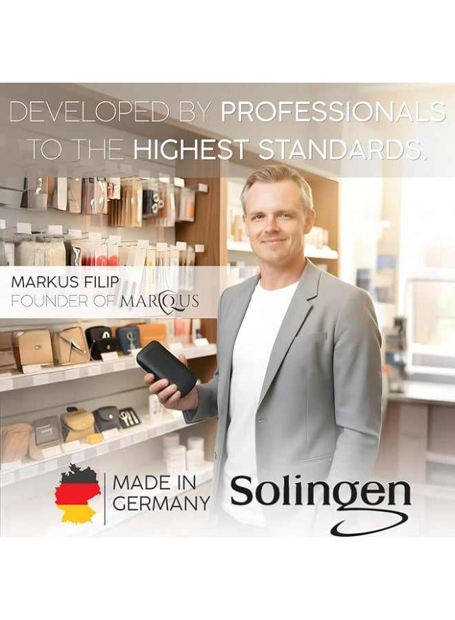MarQus Solingen 12-Piece Manicure & Pedicure Set for Men & Women, Professional Nail Care Kit with Stainless Steel Tools and Black Case, Made in Germany - Image 4