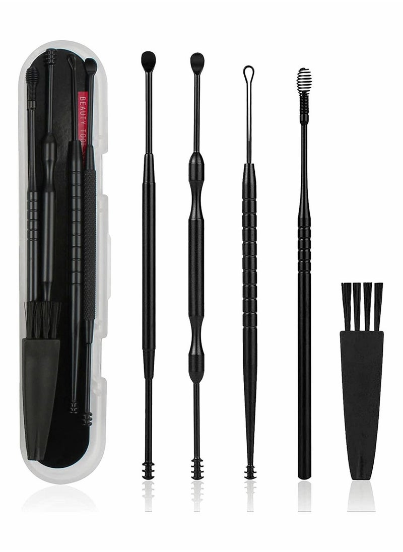 Excefore Set of5 Ear Wax Removal Tool Stainless Steel Earpick Wax Remover Curette Ear Pick Cleaner Spoon with Storage Box  - Image 1