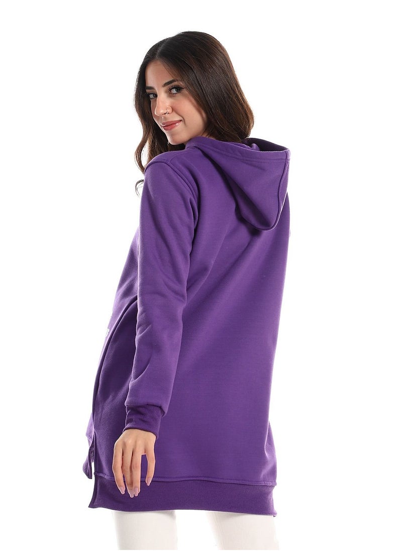 Caesar Woman Long Hoodie With Printed English Letters  - Image 3