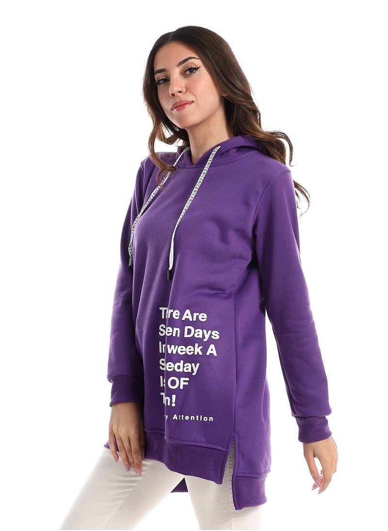 Caesar Woman Long Hoodie With Printed English Letters  - Image 2
