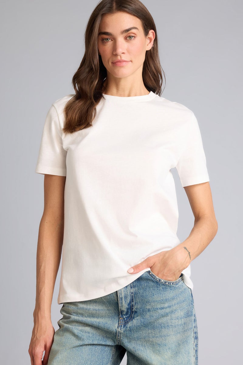 DeFacto White Woman Regular Fit Crew Neck Basic Cotton T-Shirt Casual - Image 1