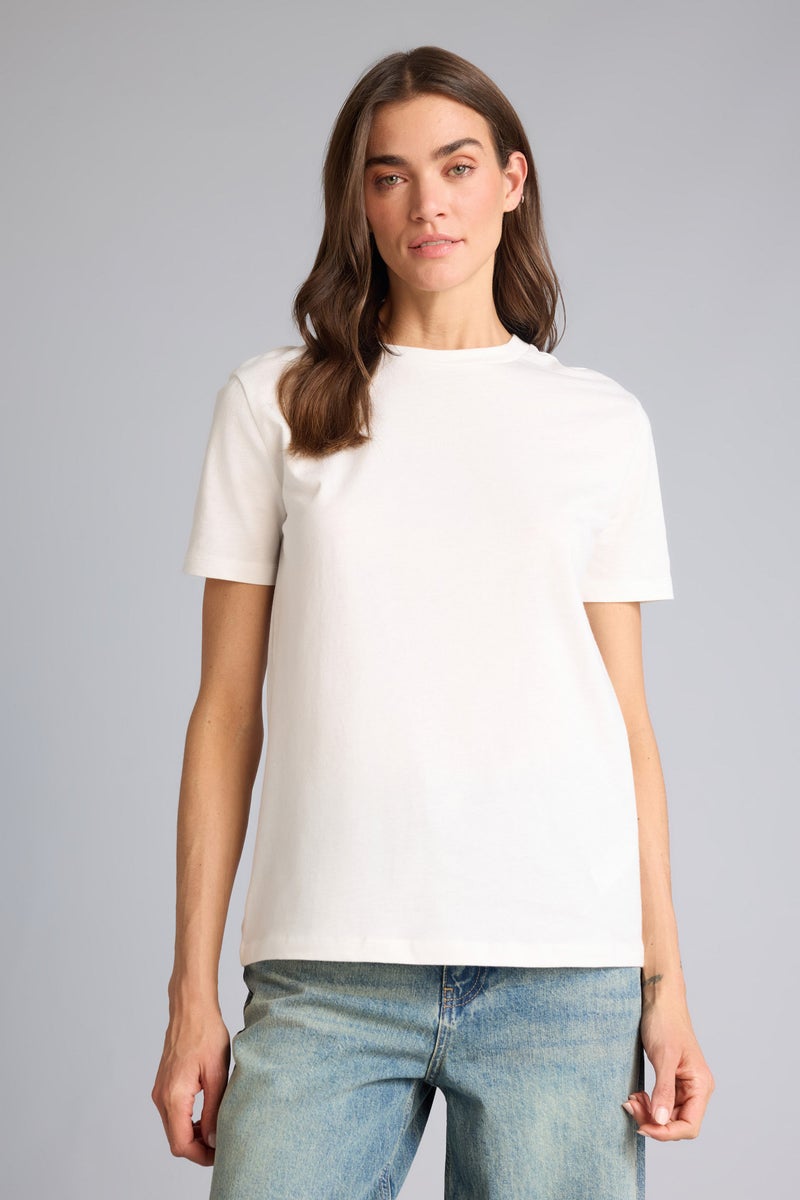 DeFacto White Woman Regular Fit Crew Neck Basic Cotton T-Shirt Casual - Image 3