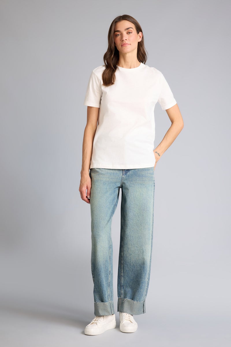 DeFacto White Woman Regular Fit Crew Neck Basic Cotton T-Shirt Casual - Image 2
