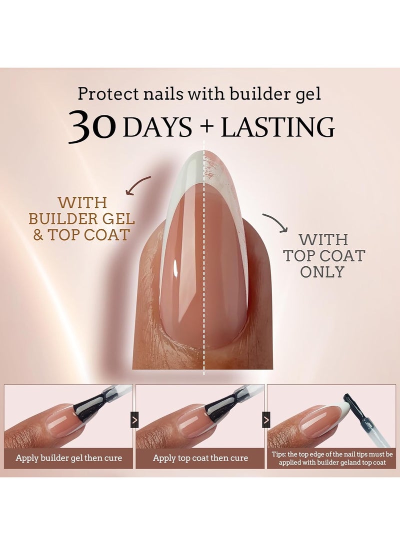 ريمي بيلا أظافر فرنش جل - أظافر فرنش جاهزة بالضغط بشكل ألموند مع برايمر وطبقة أساس مُسبقة 150 قطعة - Image 4