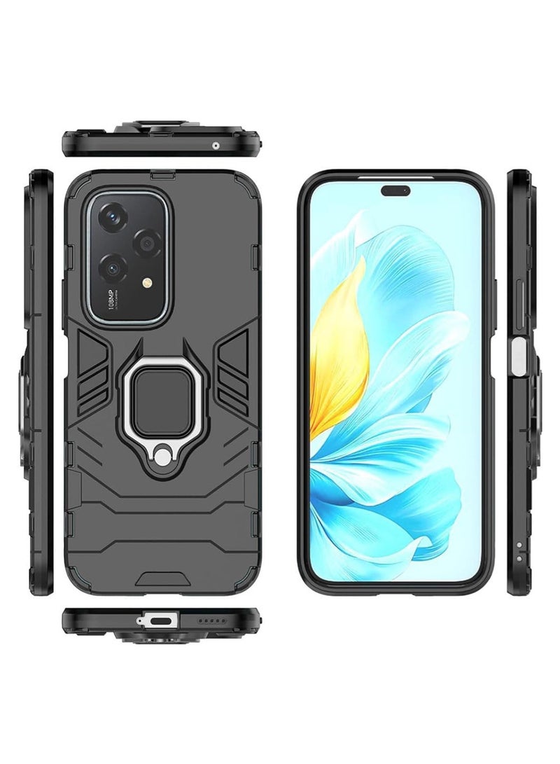 WRISTWISE Case Cover for Honor 200 Lite, 2-in-1 Hybrid Heavy Duty Armor Shockproof Protection Stand Dual-Layer Bumper Hard Shell Back Cover, 2 Tempered Glass Screen Protectors, Black - Image 2