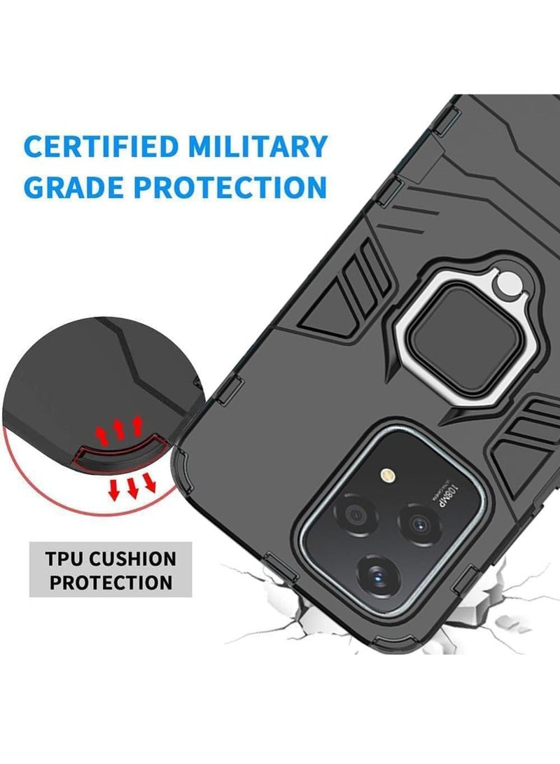 WRISTWISE Case Cover for Honor 200 Lite, 2-in-1 Hybrid Heavy Duty Armor Shockproof Protection Stand Dual-Layer Bumper Hard Shell Back Cover, 2 Tempered Glass Screen Protectors, Black - Image 3