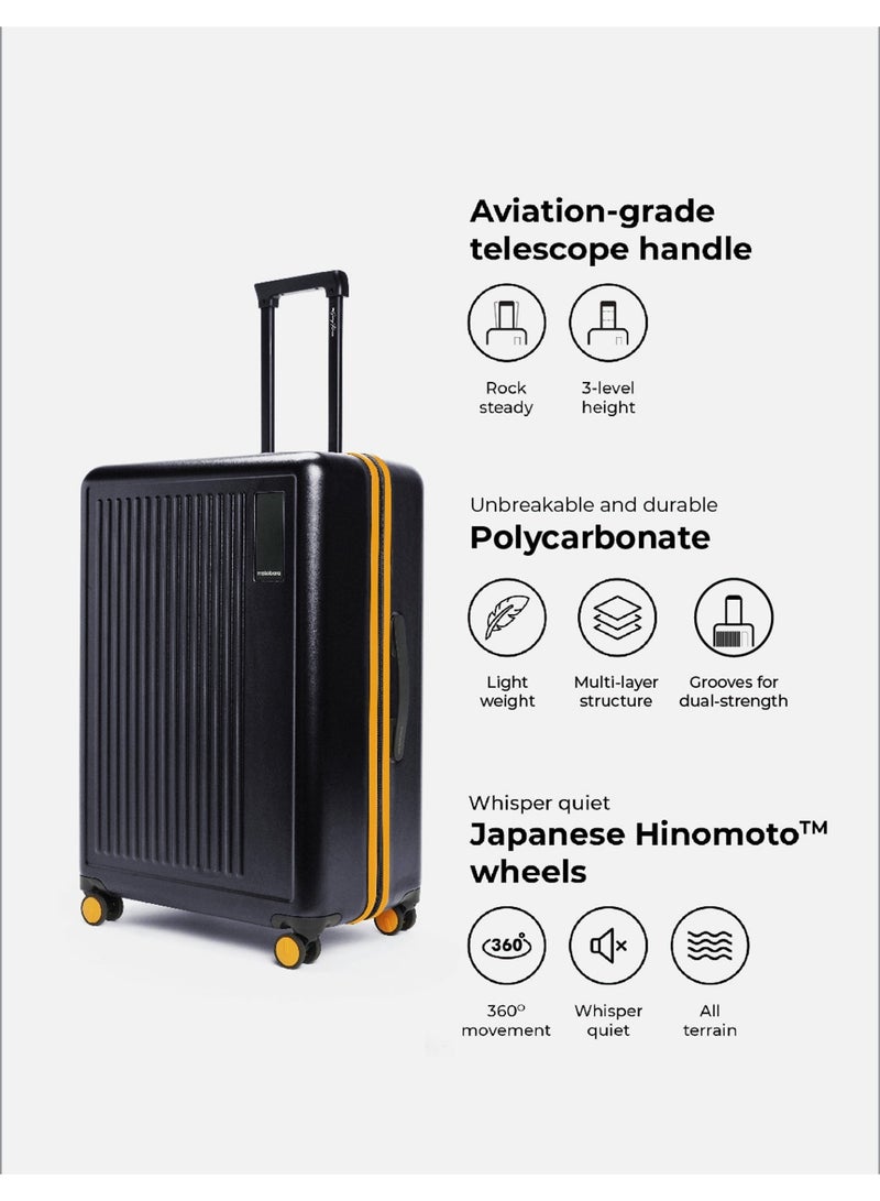 Mokobara Transit Luggage Set of 3|Cabin 40L+Check-in 65L+Large 100L|Makrolon Polycarbonate Hardshell|TSA Lock & YKK Zippers|Black&Yellow(Money Moves Sunray 2.0) - Image 5