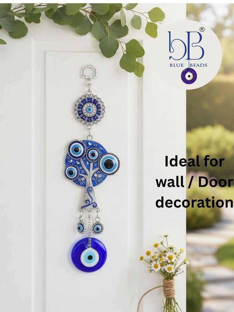 BLUE BEADS Turkish Feng Shui Vastu Blue Glass Evil Eye Hanging/Door Hanging Nazar Batu for Protection and Good Luck - Perfect for Gifting Home or Office (Lucky Tree) - Image 4