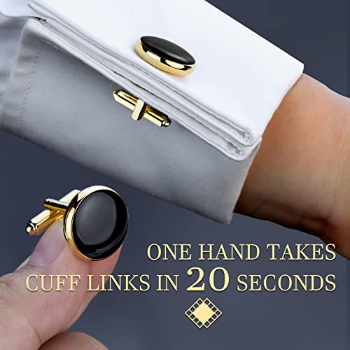 HAWSON Men’s Cufflinks and Tuxedo Studs Set with Gift Box; Men’s Jewelry or Accessories Suitable for Black Suit White shirts vest and Red Bow tie on Wedding or Anniversary and Birthday - Image 2