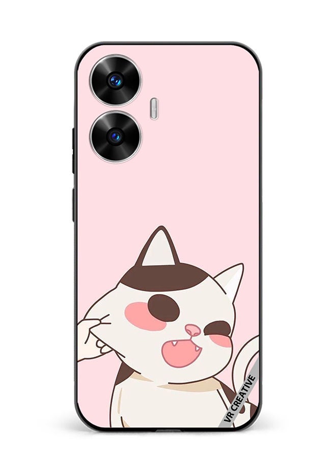 VR CREATIVE Protective Case Cover For Realme C55 Cheeky Cat Design Multicolour - Image 1
