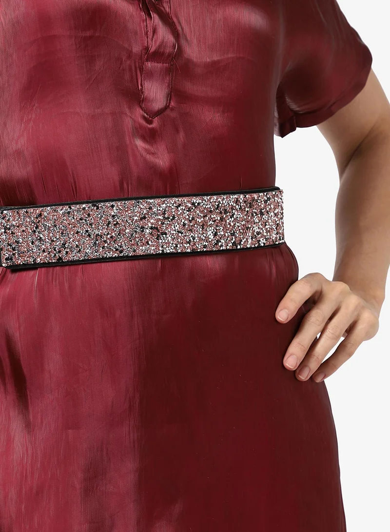 Haute Sauce Pink Textured Waist Belt