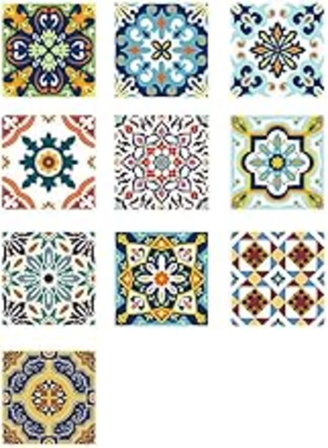 OR 10-Piece Self-Adhesive 3D Wall Sticker Multicolour 20x20 centimeter 