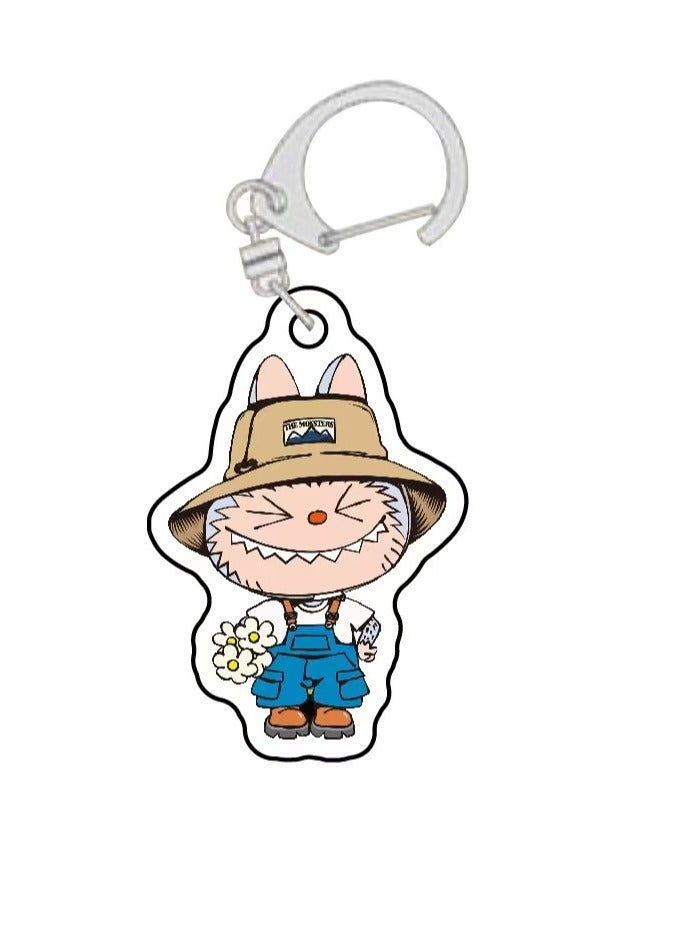 Generic LABUBU Acrylic Keychain Quirky Monster Double-Sided Cartoon Charm Accessories for Backpacks, Luggage & Gift Decor 
