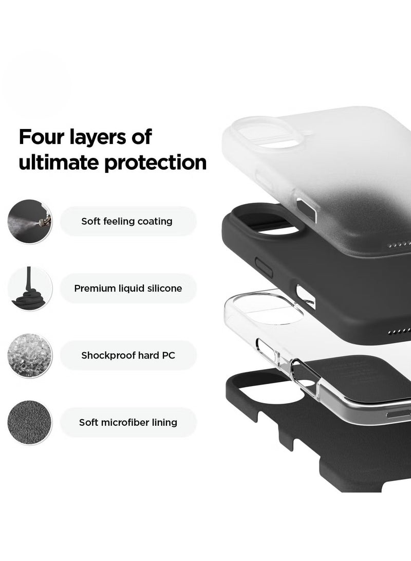 ELTRAZONE Black Liquid Silicone Case for iPhone 16 Plus – Slim Shockproof Full Body Protection with Soft Microfiber Lining - Image 3