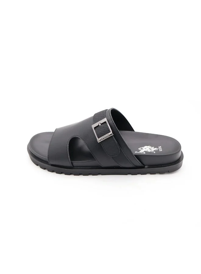 U.S. Polo Assn. BLACK U.S. Polo Assn. Men's Black Slide Sandals – Adjustable Buckle Strap, Cushioned Comfort Footbed, Non-Slip Sole, Casual Slip-On for Everyday Wear for Men | Best Price UAE