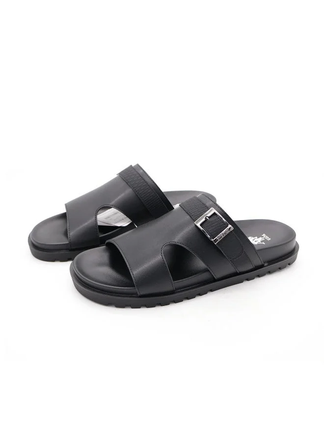 U.S. Polo Assn. BLACK U.S. Polo Assn. Men's Black Slide Sandals – Adjustable Buckle Strap, Cushioned Comfort Footbed, Non-Slip Sole, Casual Slip-On for Everyday Wear for Men | Best Price UAE