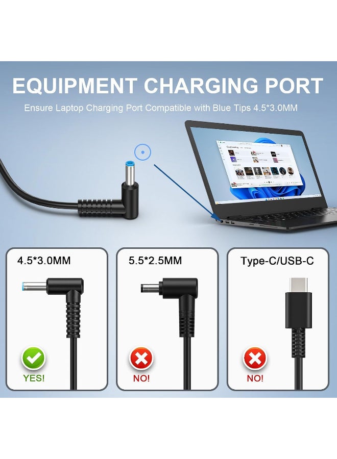 Zexen 150W 19.5V 7.7A Laptop Charger Compatible with HP Victus 15.6 i5 Gaming Laptop Pavilion Gaming 15 17 Omen 15 17 ZBook Studio G3 G4 G5 G6 G7 G8 Power Adapter Blue Tip 4.5x3.0mm - Image 2